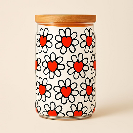 16oz Daisy Heart Libby Can Glass